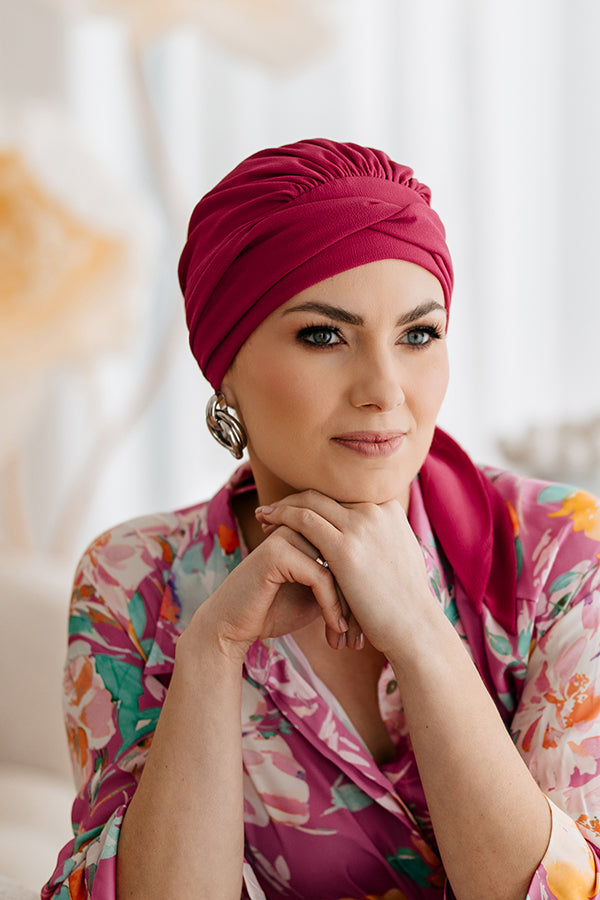 Bonnet chimio Amy Mousseline Lidia, coloris Rouge