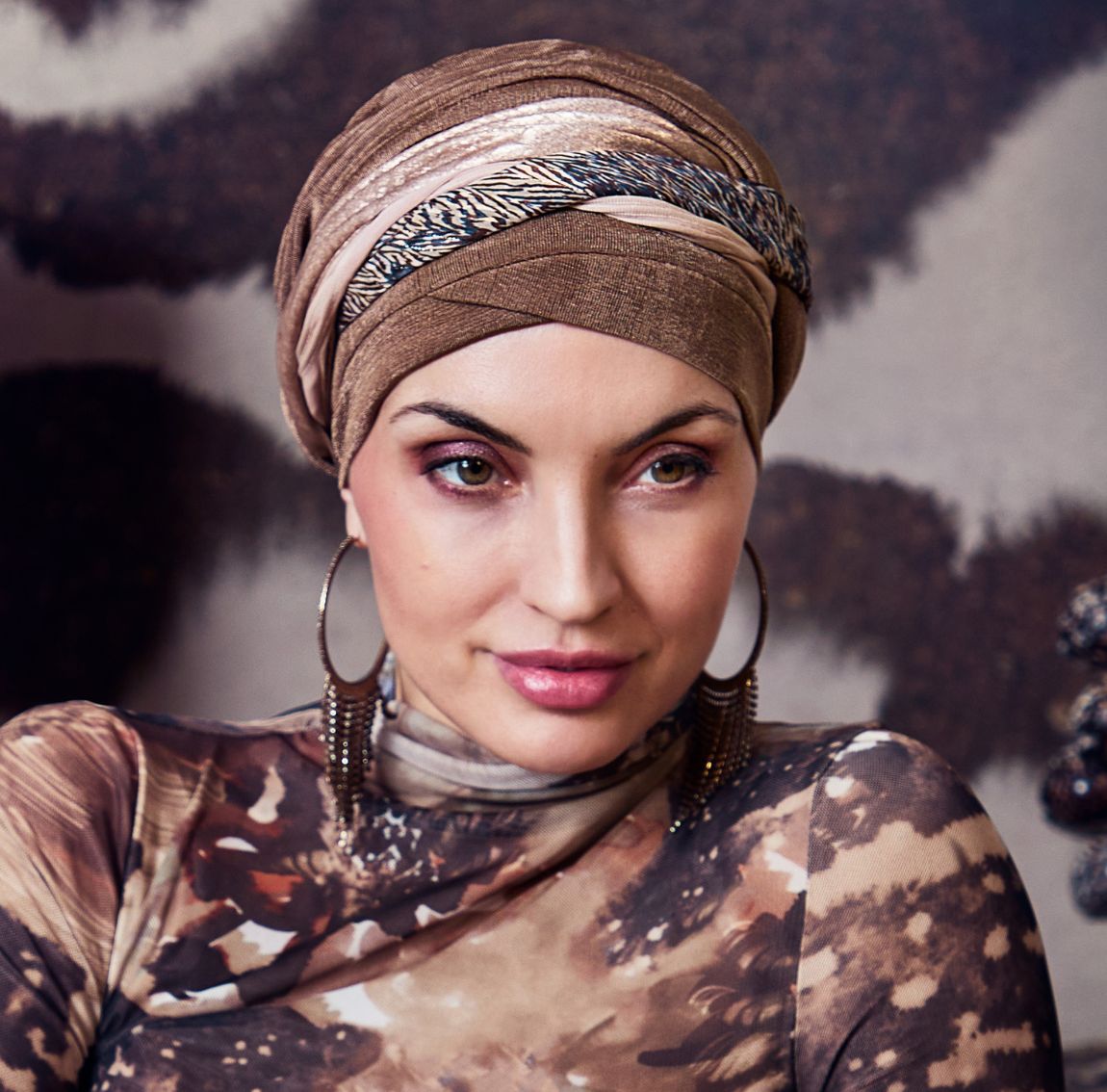 Turban Boho en coton et polyamide, doux et léger, parfait pour pelade ou chute de cheveux après chimio, confortable toute la journée.