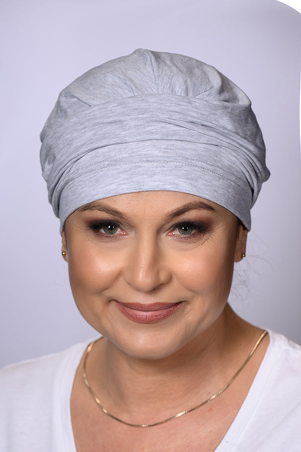Bonnet chimio Catherine Coton Premium Lidia, coloris Gris Clair