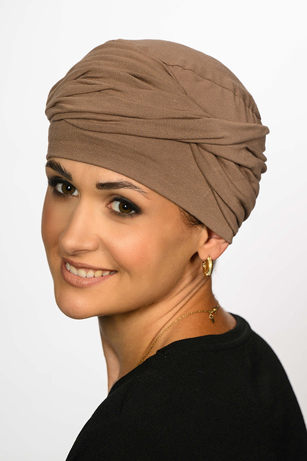 Bonnet chimio Liza Bambou Uni Lidia, coloris Marron