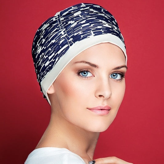 Le bonnet chimio Lounia allie style et confort, idéal pour masquer pelade ou chute de cheveux après chimio.