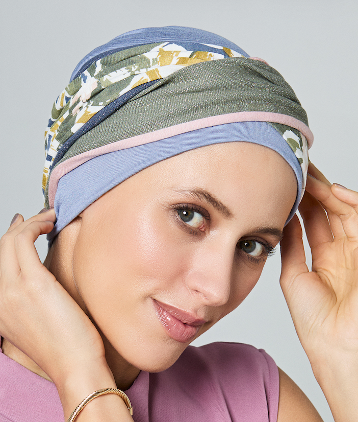Bonnet chimio Set Nele Gisela Mayer, coloris Corn Flower