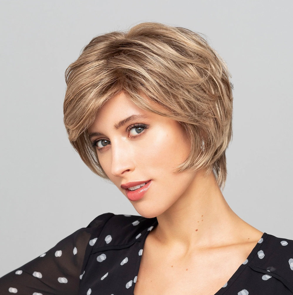 Perruque femme courte Ashley Mono Lace Gisela Mayer en fibre synthétique, coloris Bernstein Mix