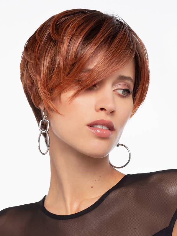Perruque femme courte Hi Clic Gisela Mayer en fibre synthétique thermorésistante, coloris Hot Flame Balayage