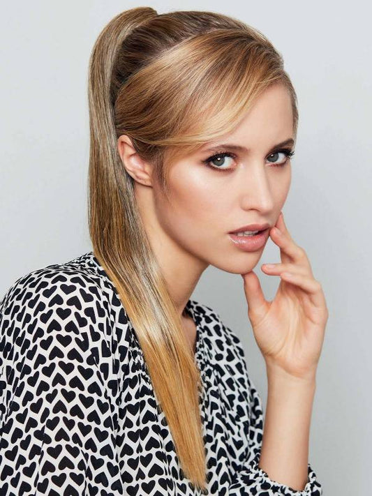 Queue de cheval Jeannie Small Clip Gisela Mayer : 52 cm, pince crabe 5,5 cm, idéale pour cheveux fins, facile et rapide à poser.