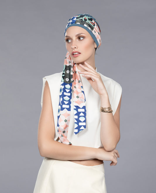 Turban chimio Una Ellen Wille, coloris Jeans