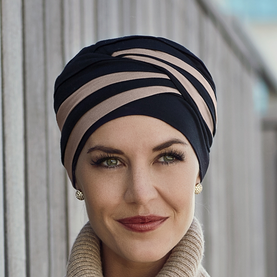 Bonnet chimio femme en viscose avec bandeau chimiothérapie jean foncé à  nouer : accessoires-accessoires-pour-cheveux par orevie