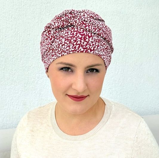 Bonnet chimio Adèle en bambou, léger et confortable, parfait pour alopécie ou chimiothérapie, élégant et facile à porter au quotidien.