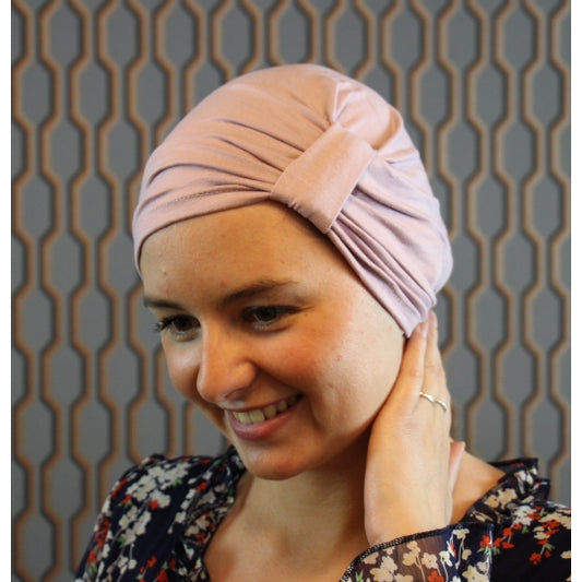 Bonnet chimio Bambou Lune Gisela Mayer, coloris Rose, détail