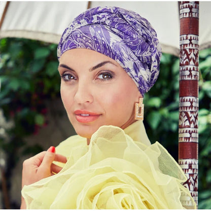 Bonnet chimio Boho Spirit Christine Headwear, coloris Amethyste, pour chimiothérapie et alopécie