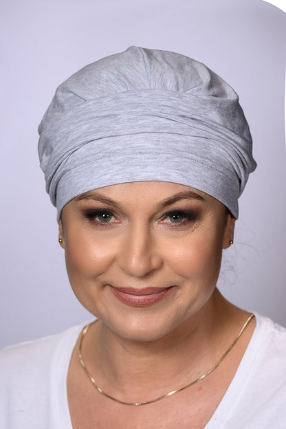 Bonnet chimio Catherine Coton Premium Lidia, coloris Gris Clair