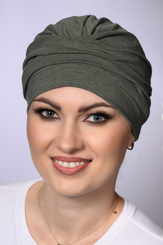 Bonnet chimio Catherine Coton Premium Lidia, coloris Kaki