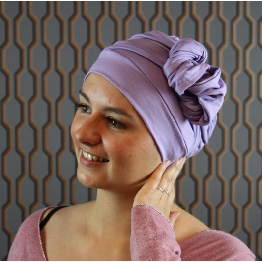 Bonnet chimio Nala Bobo Lilas Gisela Mayer, pour chimiothérapie et alopécie