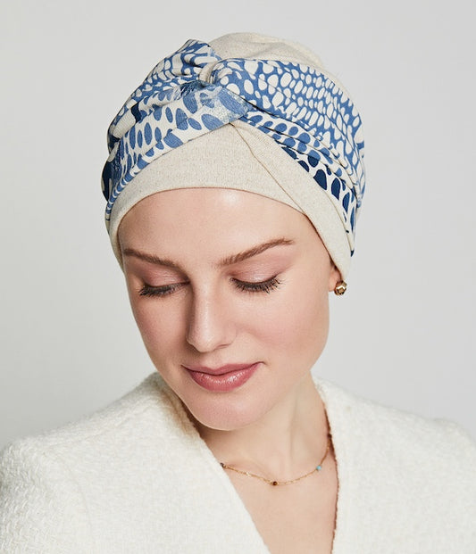 Bonnet chimio Set Lulu Ivory Gold Gisela Mayer, pour chimiothérapie et alopécie
