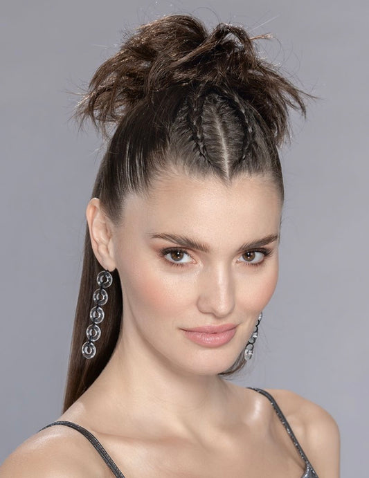 Extension Grog d’Ellen Wille offrant un volume wild et un effet décoiffé naturel, avec élastique souple et mèches d’environ 8 cm.