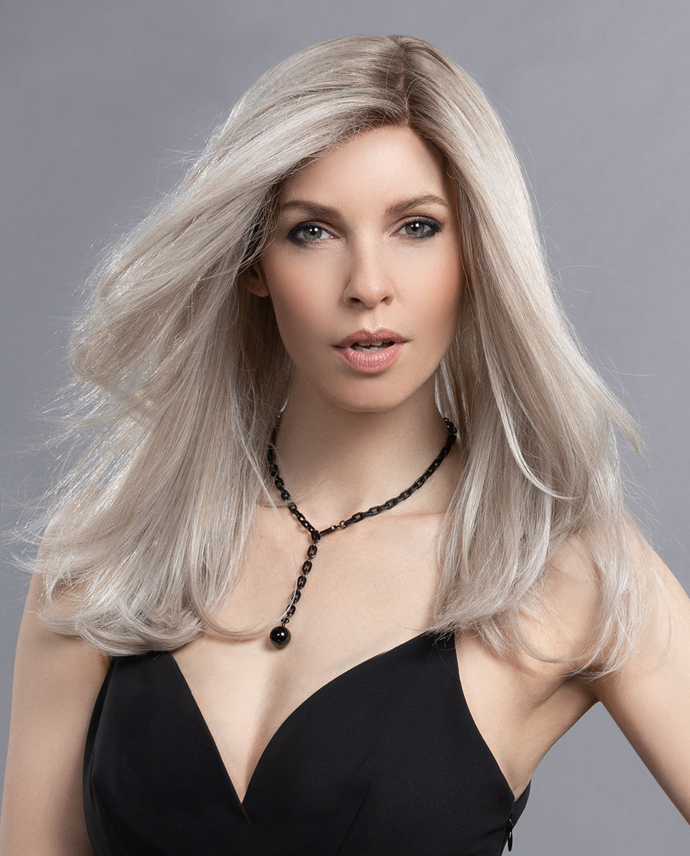 Perruque femme longue Advance Mono Part Ellen Wille en cheveux semi-naturels, coloris Pearl Blonde Rooted