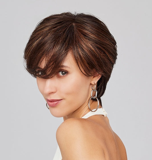 Perruque femme mi-longue Duo Athens Deluxe Gisela Mayer en cheveux semi-naturels, coloris Chocolate Hazelnut