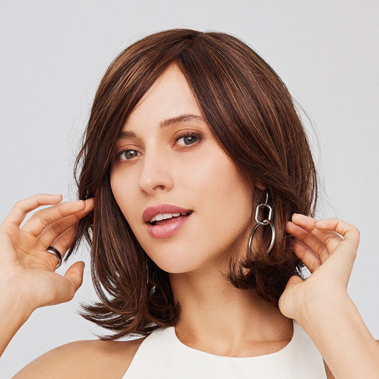 Perruque femme mi-longue Duo Fiber Lynsey Gisela Mayer en cheveux semi-naturels, coloris Cinnamon Raisin