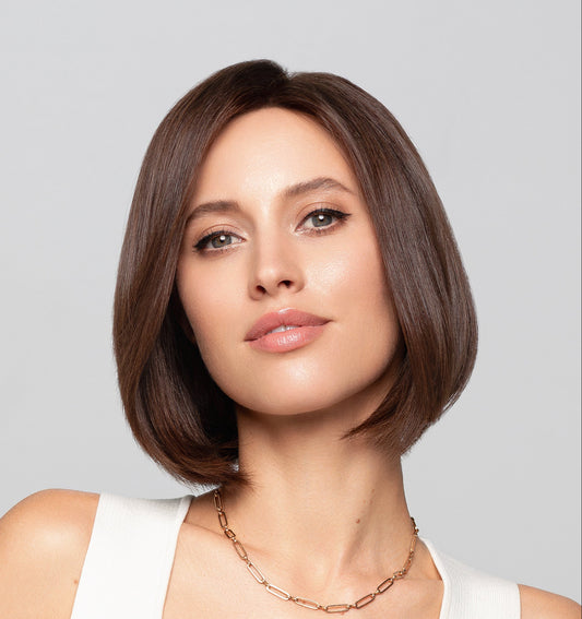 Perruque femme mi-longue Euro Date Soft Gisela Mayer en cheveux naturels, coloris Dark Brown, pour alopécie et chimiothérapie