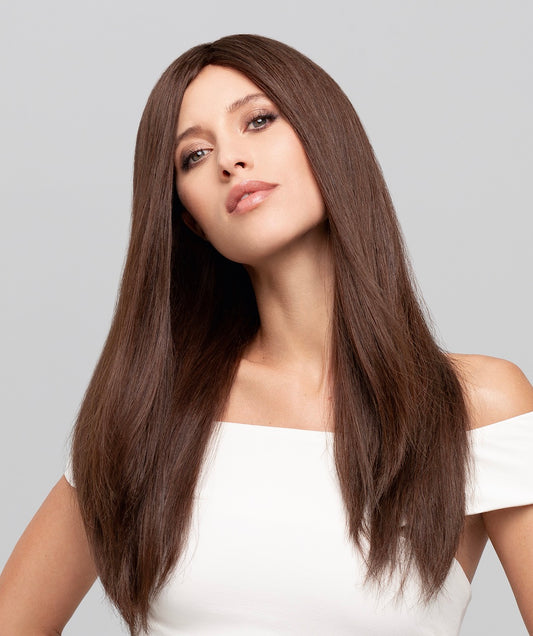 Perruque femme longue Exclusiv Light Long HH Gisela Mayer en cheveux naturels, coloris Cappuccino