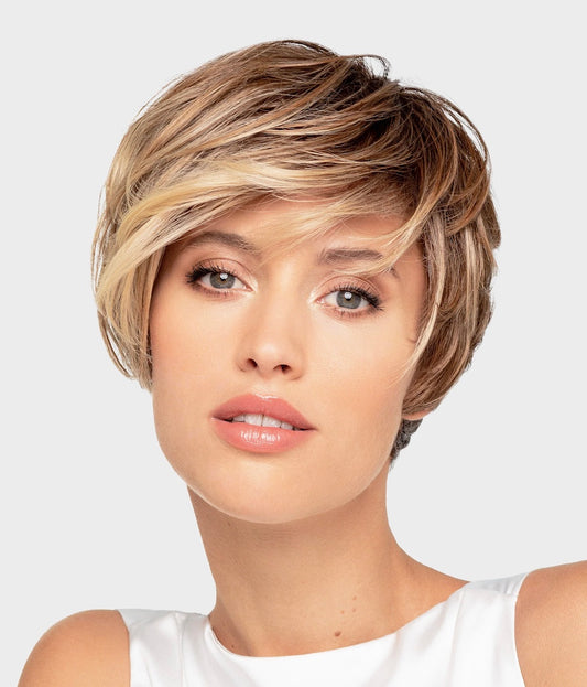 Perruque femme courte Hi Clic Small Gisela Mayer en fibre synthétique thermorésistante, coloris Dark Blond Balayage