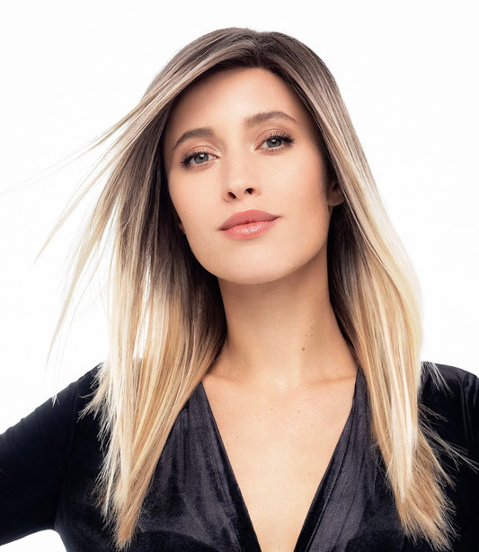 Perruque femme longue Hi Run Extra Small Gisela Mayer en fibre synthétique thermorésistante, coloris Champagne Balayage