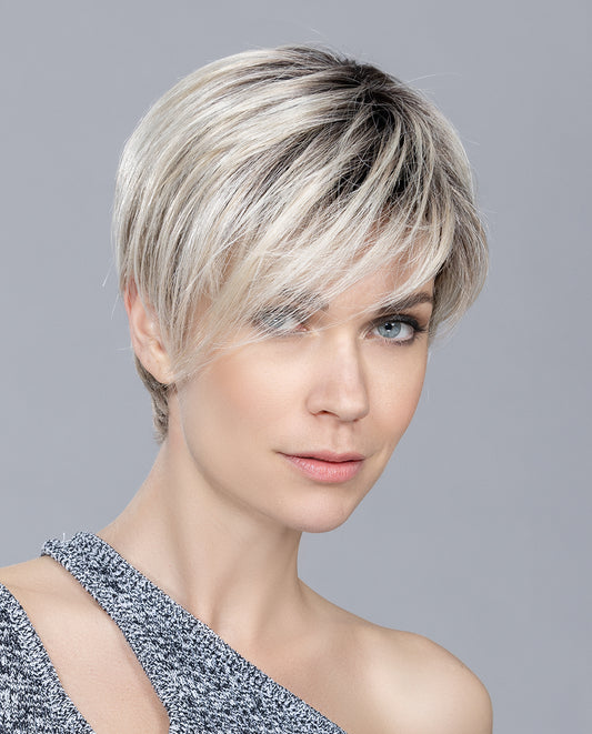 Perruque femme courte Jump Mono Ellen Wille en fibre synthétique, coloris Pearl Blonde Rooted
