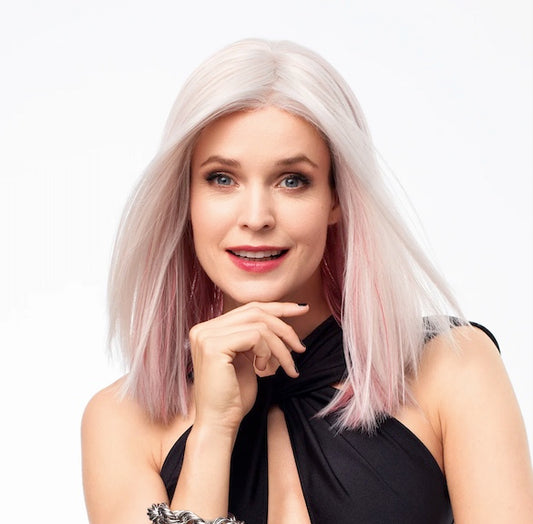 Perruque femme longue Magic Rave Gisela Mayer en fibre synthétique thermorésistante, coloris Pink & Rosewood
