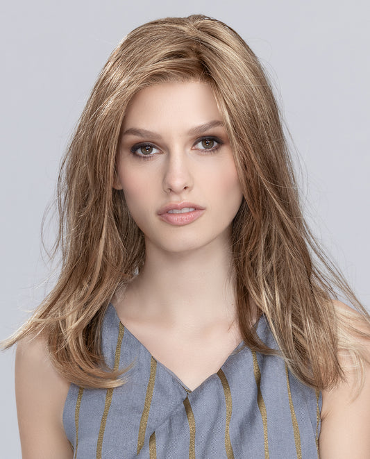 Perruque femme longue Miley Small Mono Ellen Wille en fibre synthétique, coloris Sand Mix, pour alopécie et chimiothérapie