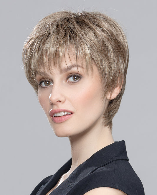 Perruque femme courte Vision Mono Ellen Wille en fibre synthétique, coloris Dark Sand Rooted, pour alopécie et chimiothérapie