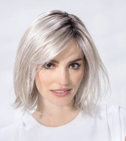 Sleek mid-length synthetic wig Icone Small Deluxe by Ellen Wille, 100% hand-tied luxury cap.