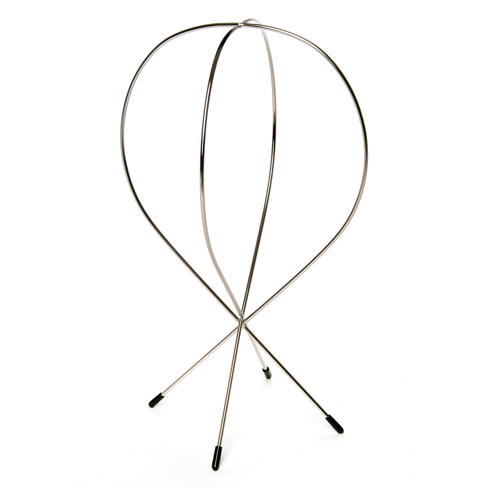 Support porte perruque en métal, stable et ventilé, idéal pour entretenir et conserver vos perruques femme.
