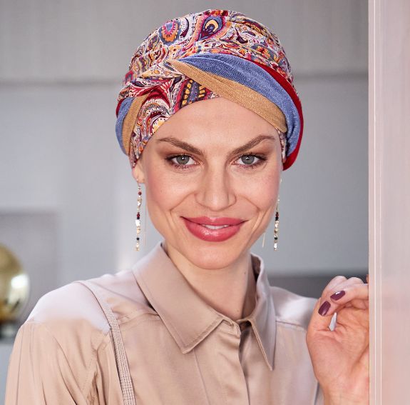 Turban chimio HocShakti Christine Headwear, coloris Palmyre, détail