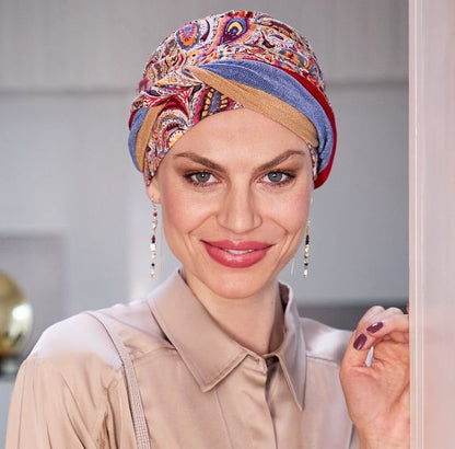 Turban chimio HocShakti Christine Headwear, coloris Palmyre, détail