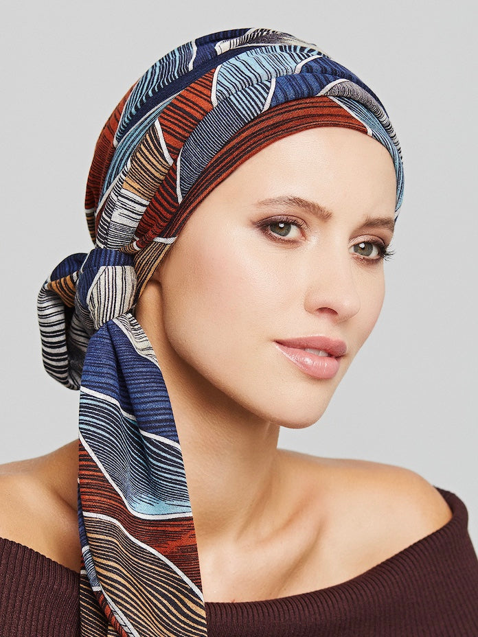 Turban chimio Nola Long Gisela Mayer, coloris Blue Wave