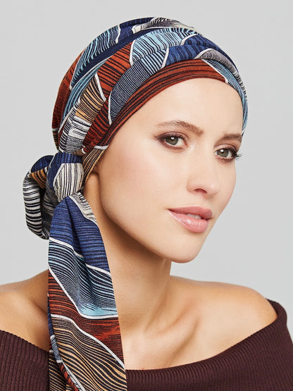 Turban chimio Nola Long Gisela Mayer, coloris Blue Wave